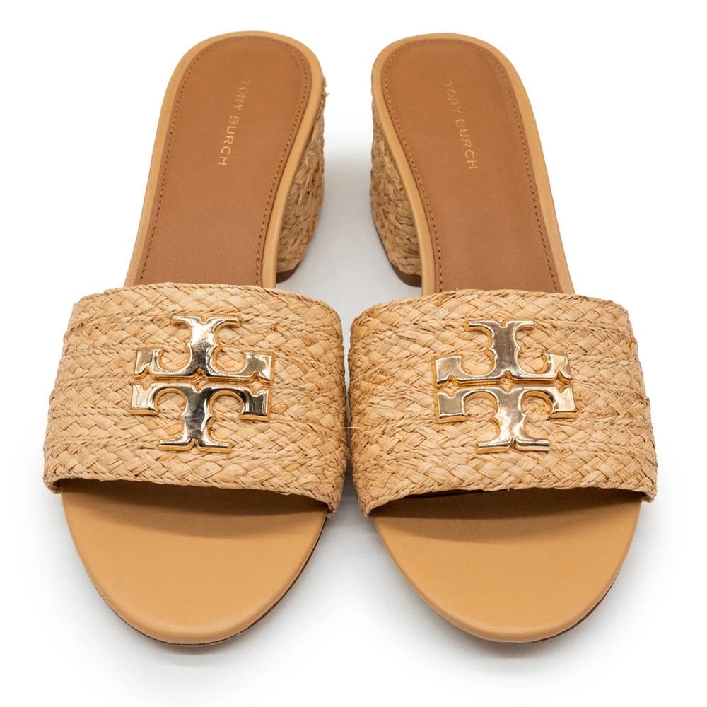 Tory Burch size 8M Everly Raffia Block Sandal Slide